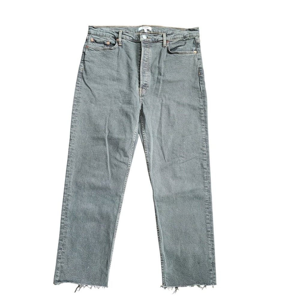 RE/DONE Grey Stove Pipe Raw Hem Straight Jeans Women's 32 90s Minimalist Premium